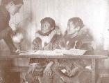 Susan Bernardi with school children in Wales - circa 1906.